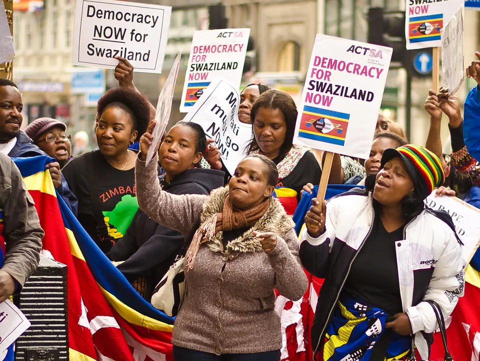Protestors call for reform at an event in 2012, prior to Swaziland's transition to the name Eswatini. (<a href=7267912010_.html target="_blank">Photo</a> by Garry Knight / <a href=_-3.html target="_blank">CC BY 2.0</a>)